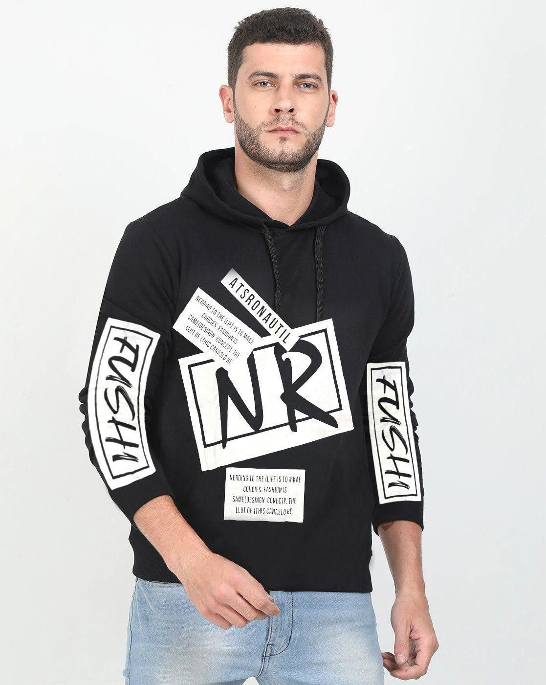 Cotton Blend Printed Mens Hoodie