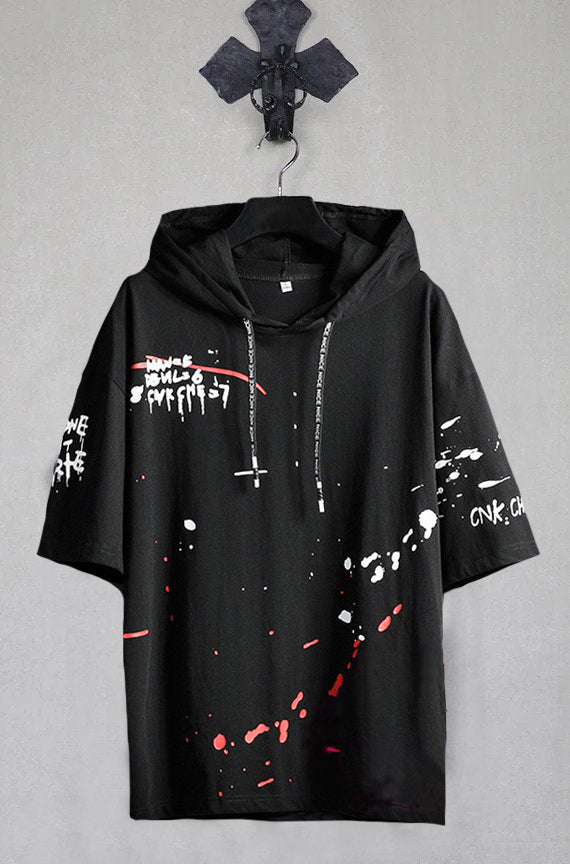 Cotton Half Sleeves Hooded T-Shirt