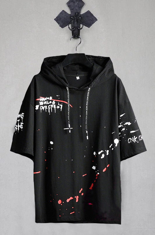 Cotton Half Sleeves Hooded T-Shirt