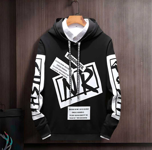 Cotton Blend Printed Mens Hoodie