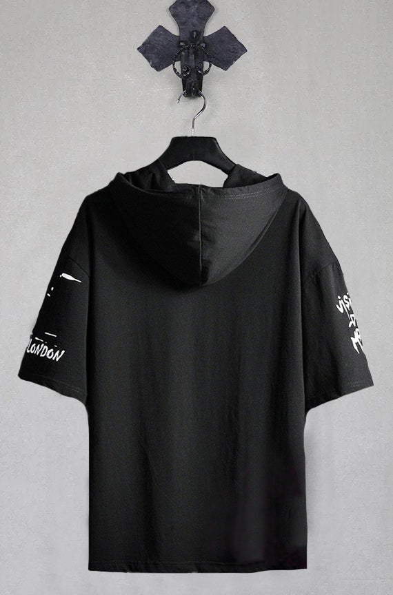 Cotton Half Sleeves Hooded T-Shirt