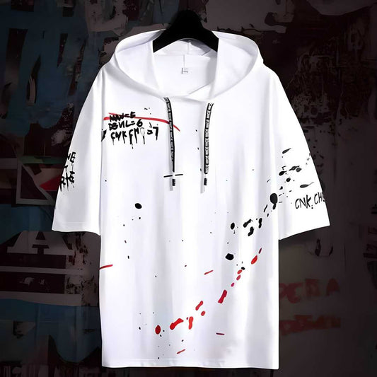 Cotton Half Sleeves Hooded T-Shirt