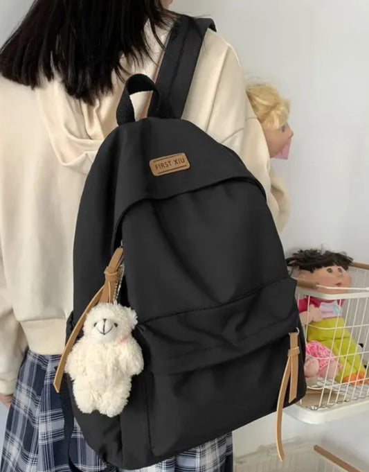 Korean-Style Minimal Canvas Backpack